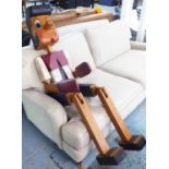 PINOCCHIO, wooden with articulated limbs in painted finish, 165cm H.