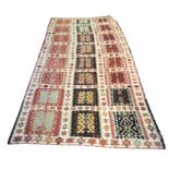 ANTIQUE ANATOLIAN KILIM, 335cm x 163cm, geometric polychrome field.