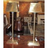 BRASS DESK LAMPS, a pair, 59cm H.