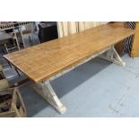 FARMHOUSE DINING TABLE, on X frame supports, 67cm H.