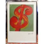 ANDY WARHOL 'Dollar sign', lithograph on Arches watermarked paper,