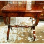 CARD TABLE, 19th century French, Empire flame mahogany,