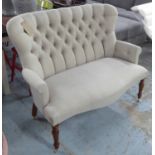 SOFA, English Country House style in a buttoned taupe fabric, 120cm W.