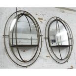 MIRRORED WALL NICHES, a pair, 1950s English inspired design, 110cm x 70cm.
