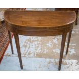 CARD TABLE, George III demi lune mahogany,