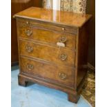 BACHELORS CHEST, George II design burr walnut with brushing slide above three long drawers,