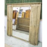 WALL MIRROR, vintage Neoclassical design oak, with fluted columns, 171cm H x 168cm W.