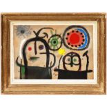 JOAN MIRO Femme en Priere Devant le Soleil, hand coloured pochoir, edition:1275-1965,