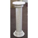 PEDESTAL, travertine of fluted column form, 86cm H x 30cm.