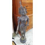 THAI BRONZE DEITY FIGURE, 130cm H overall.