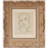 HENRI MATISSE 'Portrait', collotype, Edition: 5000, 1962, 21cm x 18cm, framed and glazed.