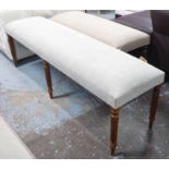 WINDOW SEAT, English country style, ivory finish with bolster cushions, 135cm W.