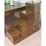 STEP TANSU, Japanese elm with five drawers and four doors, 89cm H x 35cm x 93cm.