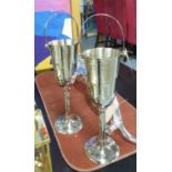 BISTRO WINE COOLERS, a pair, on stands polished metal finish, 72cm H.