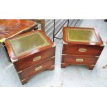 BEDSIDE CHESTS, a pair, military style yewwood,