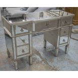 DRESSING TABLE, silvered wood and mirrored with seven drawers, 82cm H x 121cm x 52cm.