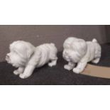 MARBLE DOGS, a pair, 19th century style, 13cm H.