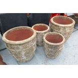 RUSTIC PLANTERS, two pairs, in terracotta, large 60cm H x 56cm W.