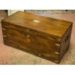 TRUNK, 19th century, Chinese export, camphorwood and brass bound with hinged top and side handles,