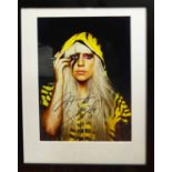 LADY GAGA PHOTO, signed with black marker, 40cm x 30cm, framed and glazed.