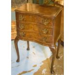 BEDSIDE CHESTS, a pair, Queen Anne style, figured walnut of inverted serpentine outline,