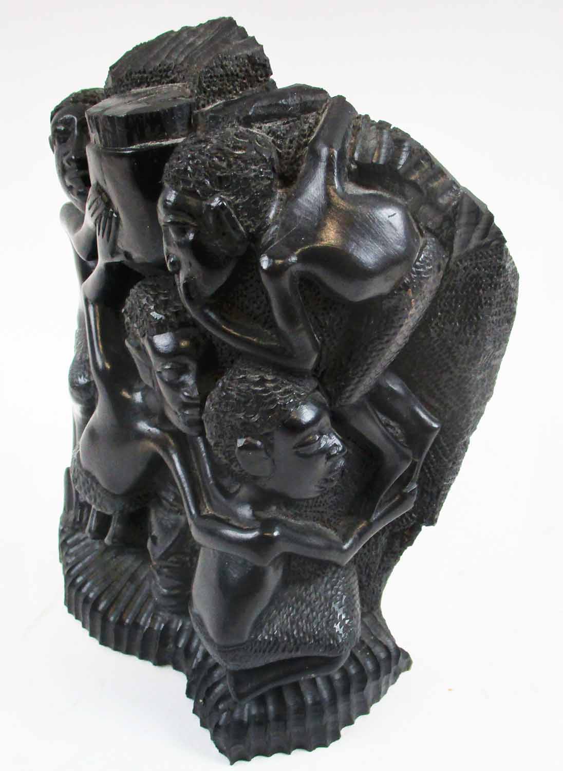 TRIBAL ARTS - MAKONDE FIGURAL WOOD CARVING, 22cm H x 17cm overall. - Image 3 of 4