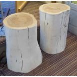 LOG DRINKS TABLES, a duo, with white painted finish.