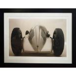 PETER HALL 'Ferrari F1', black and white print, signed lower right, 76cm x 110cm, framed and glazed.