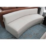 BENCH/SOFA, three seater, in cream leather on cream supports, 200cm L.
