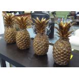 PINEAPPLES, a set of six, gilt finish, 32cm H.