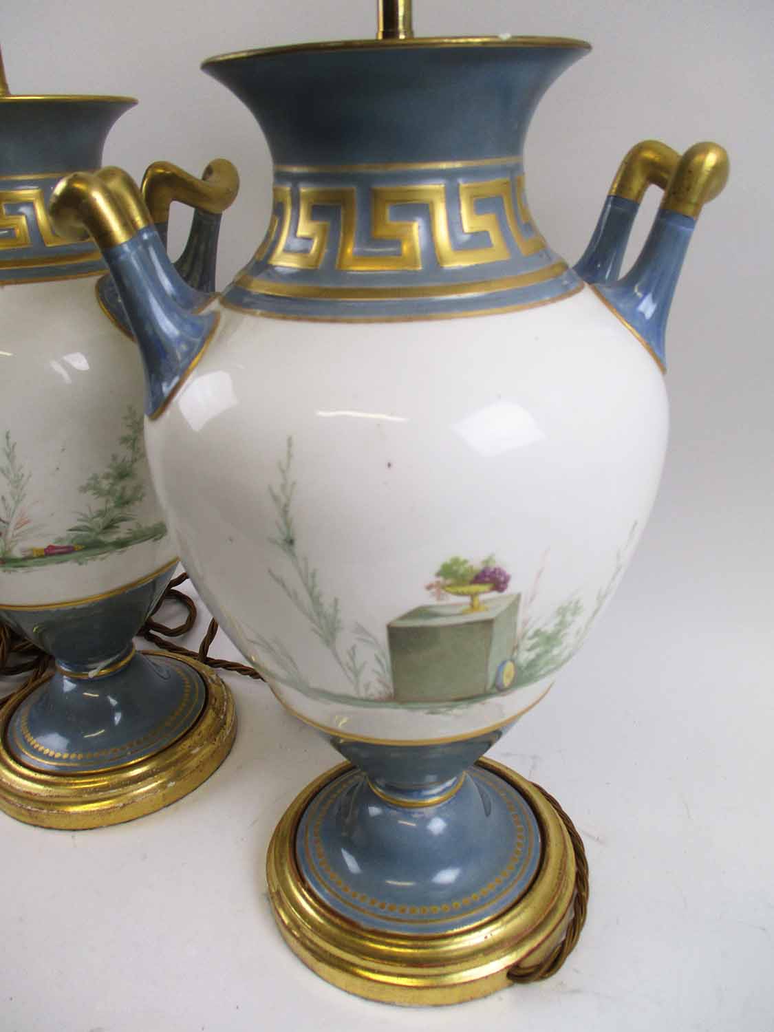 CLASSICAL STYLE CERAMIC TABLE LAMPS, a pair, 40cm H. - Image 2 of 2