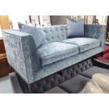 SOFA, two seater, in a blush button back velvet,