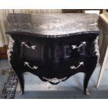 COMMODE, contemporary lacquered finish with marble top, 98cm x 51cm x 85cm.