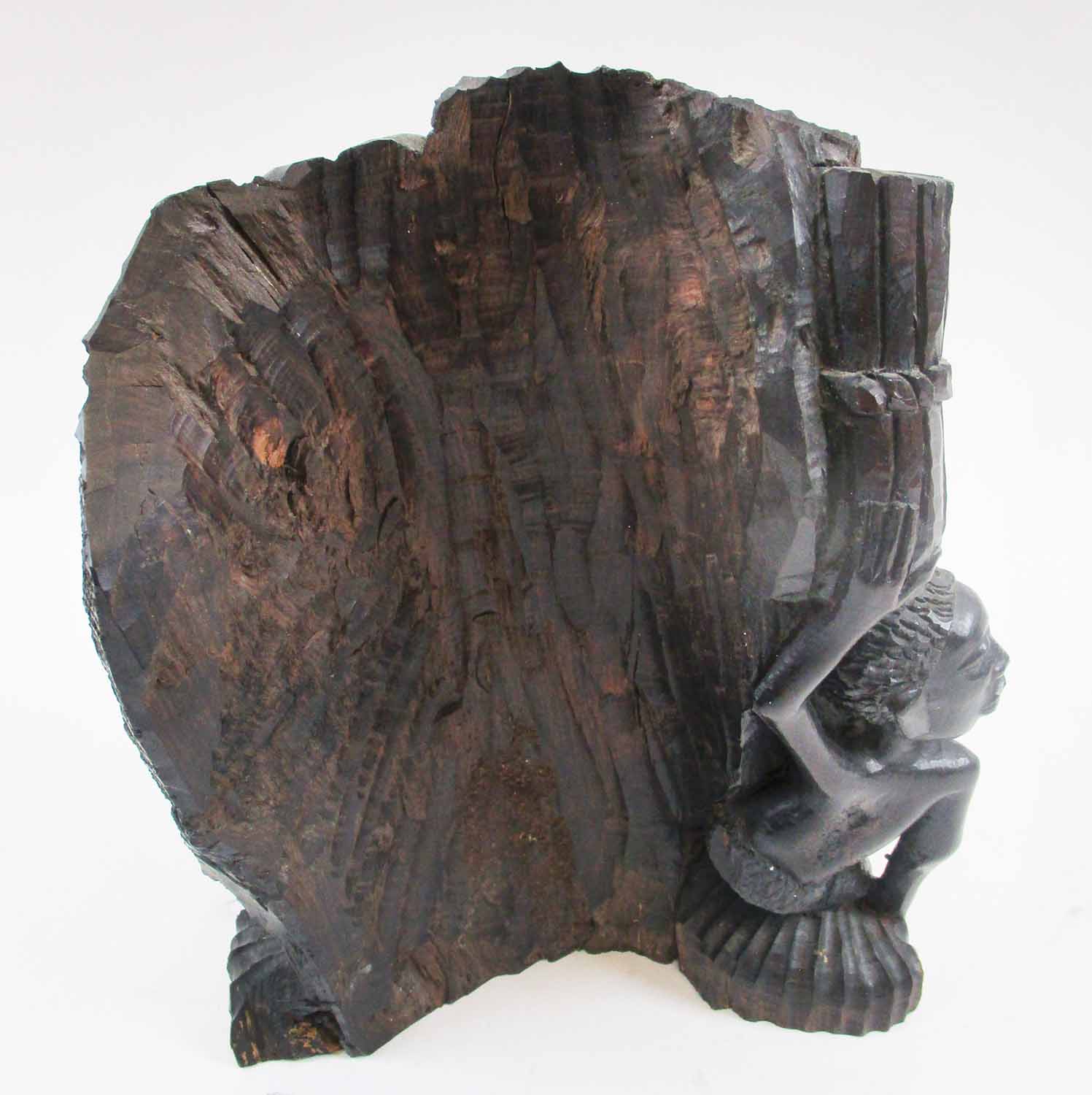 TRIBAL ARTS - MAKONDE FIGURAL WOOD CARVING, 22cm H x 17cm overall. - Image 4 of 4