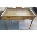 COLLECTORS DISPLAY CASE, on stand, vintage style gilt finish, 85cm H.
