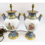 CLASSICAL STYLE CERAMIC TABLE LAMPS, a pair, 40cm H.