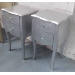 SIDE CHESTS, a pair, French style silvered finish with diamante handles, 72cm H.