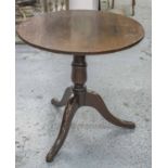 TRIPOD TABLE, George III oak with circular tilt top, 74cm H x 76cm.