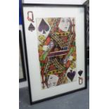 QUEEN OF SPADES, contemporary school decoupage, framed and glazed, 145cm x 100cm.