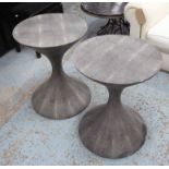 JULIAN CHICHESTER SIDE TABLES, a pair, bobbin shaped, shagreen style, each 51cm x 65cm H.