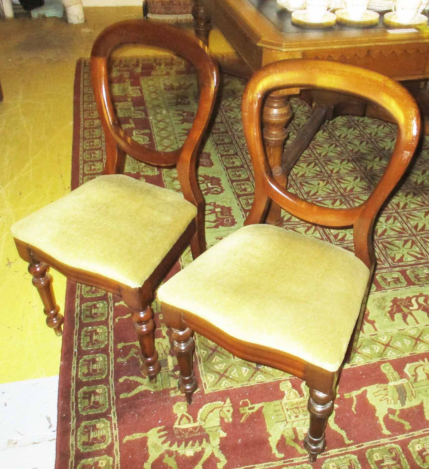 DINING CHAIRS, a set of six, Victorian mahogany framed, - Image 2 of 2