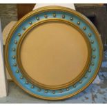 WALL MIRROR FRAME, Regency style, blue and gilt, circular with ball detail. 98cm D.