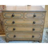 CHEST, George IV grey painted and line detail with two short and three long drawers,