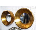 WALL MIRRORS, a pair, in a French gilt style finish, 60cm Diam.