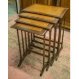 QUARTETTO TABLES, a set of four, late 19th century French rosewood and cube parquetry,