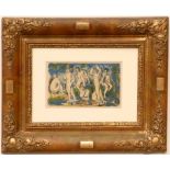 PAUL CEZANNE 'Baigneurs et Baigneuses', pochoir, 1923, 14cm x 23cm, framed and glazed.