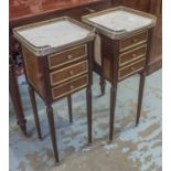 BEDSIDE COMMODES, a pair, French 19th century of compact proportions,
