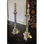 TABLE LAMPS, a pair, Regency style silver plated, 52cm H.