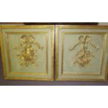 PANELS, a pair, late 19th century French, each with a gilt raised design of a game bird,