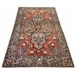 FINE ANTIQUE BAKHTIARI RUG, 228cm x 139cm,